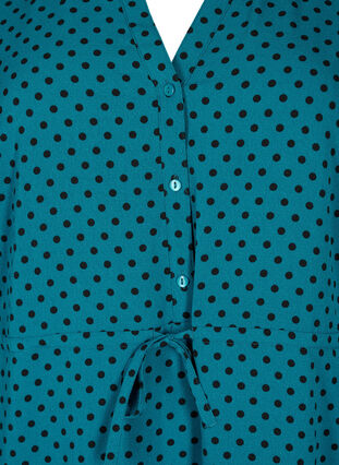 Zizzi Robe imprimée avec cordon à la taille, Shaded Spruce Dot, Packshot image number 2