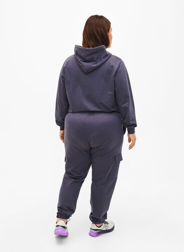 Zizzi Pantalon de survêtement avec poches cargo, Ombre Blue, Model image number 1