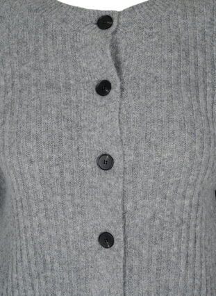 Zizzi Cardigan tricoté côtelé avec boutons, Medium Grey Melange, Packshot image number 2