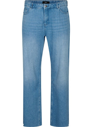 Zizzi Jean droit avec bords bruts, Medium Blue, Packshot image number 0