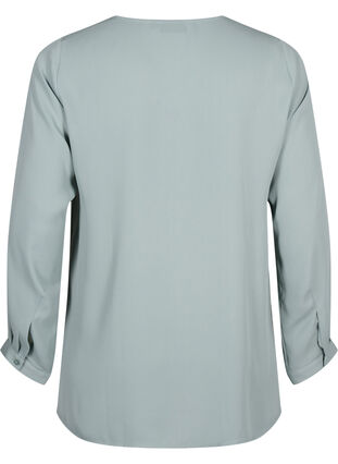 Zizzi Chemise de couleur unie avec col en V, Chinois Green, Packshot image number 1