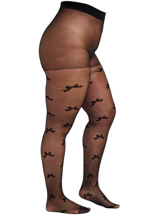 Zizzi Collants 30 deniers avec motif de nœud, Black, Packshot image number 0