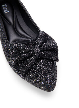 Zizzi Ballerines larges à paillettes avec nœud, Black, Packshot image number 3