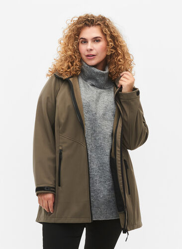 Zizzi Veste courte en tissu souple avec poches, Bungee Cord , Model image number 0