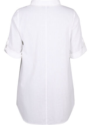 Zizzi Tunique à manches courtes en coton mélangé avec du lin, Bright White, Packshot image number 1