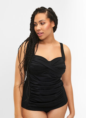 Zizzi Tankini drapé, Black, Model image number 0