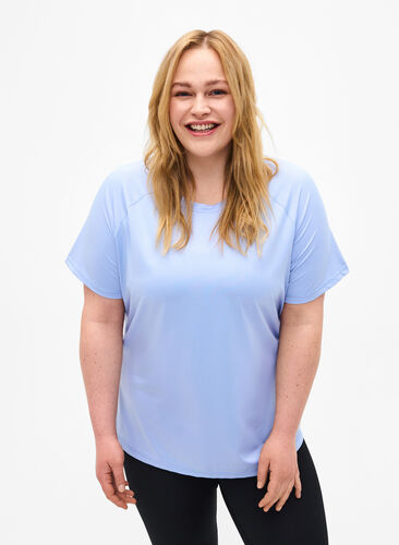 Zizzi T-shirt d'entraînement avec dos en mailles, Zen Blue, Model image number 0