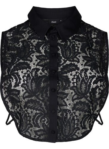 Zizzi Col de chemise en dentelle, Black, Packshot image number 0