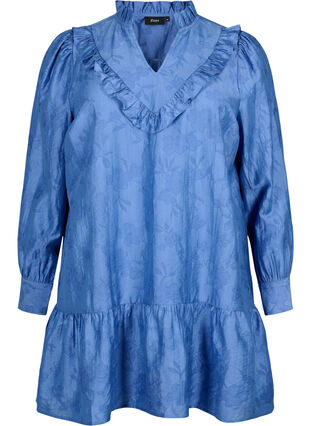 Zizzi Robe à volants en lyocell (TENCEL™), Colony Blue, Packshot image number 0