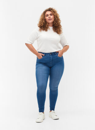 Zizzi Jean Amy super slim à taille haute, Light blue, Model image number 0