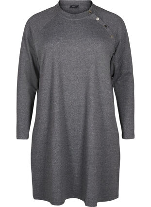 Zizzi Robe en jersey avec boutons, Dark Grey Melange, Packshot image number 0