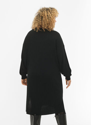 Zizzi Robe en tricot overzise avec fente, Black, Model image number 1