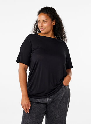 Zizzi T-shirt en laine et viscose, Black, Model image number 0