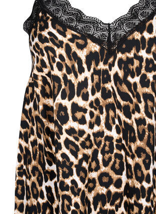 Zizzi Robe à bretelles en viscose ornée de dentelle, Leopard, Packshot image number 2