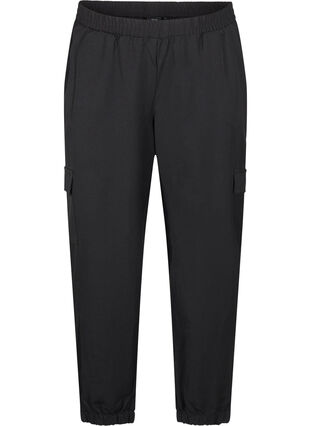 Zizzi Pantalon avec poches cargo et taille élastiquée, Black, Packshot image number 0