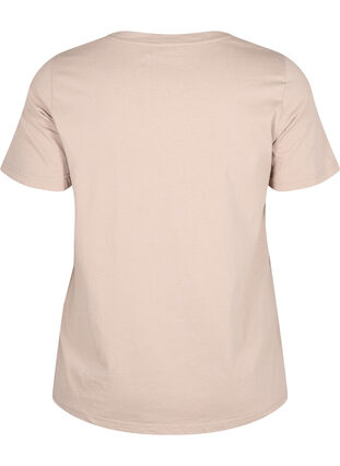 Zizzi T-shirt à motif, S. Mink w. Text, Packshot image number 1