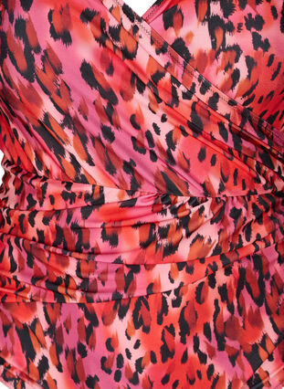 Zizzi Maillot de bain avec imprimé et effet cache-cœur, Red Leopard AOP, Packshot image number 2