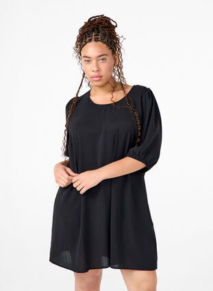 Zizzi Robe courte avec nœud dans le dos, Black, Model image number 0