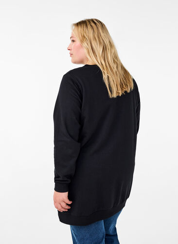 Zizzi Tunique sweat avec détails métalliques, Black, Model image number 1