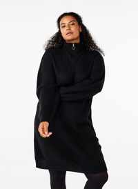 FLASH - Robe en tricot avec col montant, Black, Model