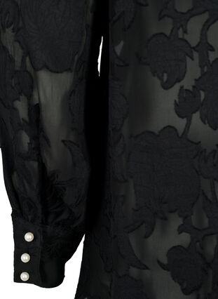 Zizzi Chemise look jacquard avec boutons en nacre, Black, Packshot image number 3