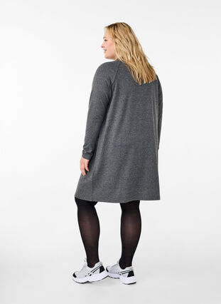 Zizzi Robe en jersey avec boutons, Dark Grey Melange, Model image number 1