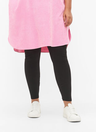 Zizzi Leggings en coton avec doublure, Black, Model image number 2