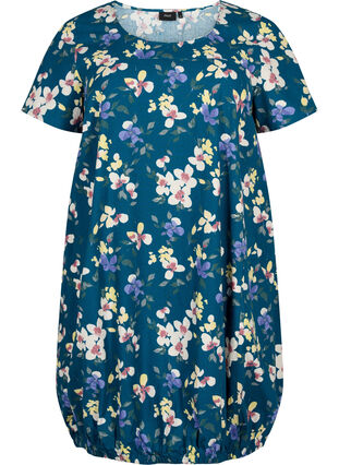 Zizzi Robe en coton imprimé à manches courtes, Legion Blue, Packshot image number 0