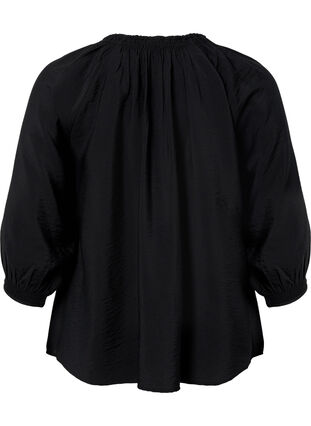 Zizzi Blouse en viscose en forme de A avec des manches 3/4., Black, Packshot image number 1