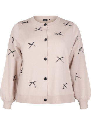 Zizzi Cardigan tricoté avec nœuds, Simply T. Black Bows, Packshot image number 0