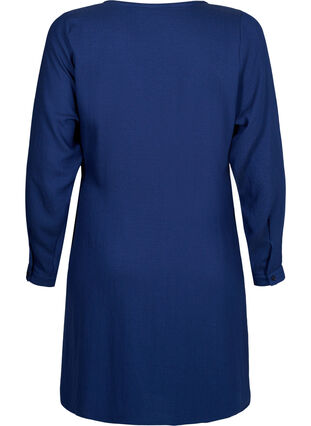 Zizzi Robe à manches longues en viscose au look enveloppant, Medieval Blue, Packshot image number 1