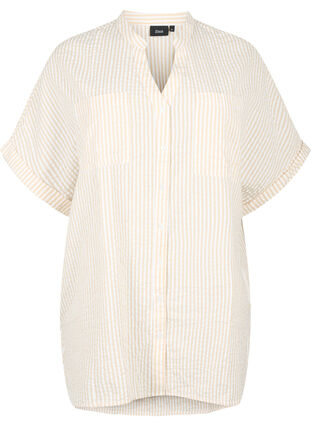 Zizzi Chemise rayée avec poches de poitrine, Natrual/S. Stripe, Packshot image number 0