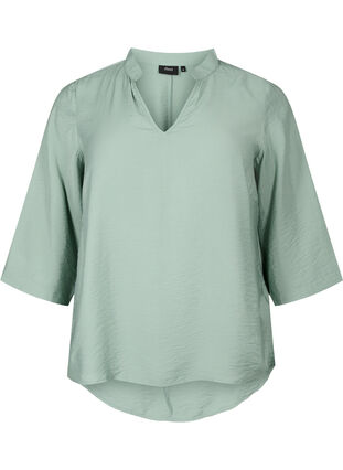 Zizzi Blouse à couleur unie avec manches 3/4, Chinois Green, Packshot image number 0