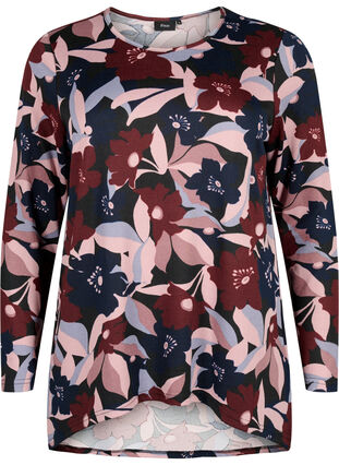 Zizzi Blouse florale à manches longues, Black Rose Flower, Packshot image number 0