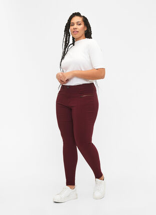 Zizzi Pantalon moulant avec détails de fermetures éclairs , Port Royal, Model image number 0