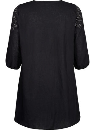 Zizzi Robe en mélange de coton et de lin agrémentée de détails en crochet, Black, Packshot image number 1