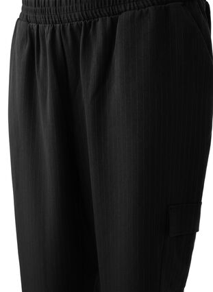 Zizzi Pantalon avec poches cargo et taille élastiquée, Black Sand Pin St., Packshot image number 3