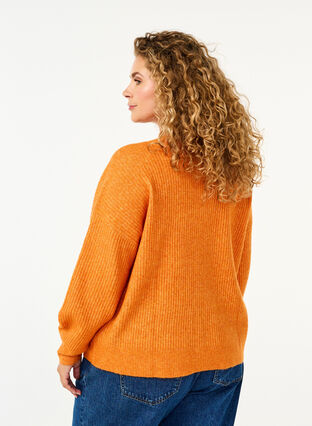 Zizzi Cardigan en tricot côtelé avec boutons, Marmelade Mel., Model image number 1