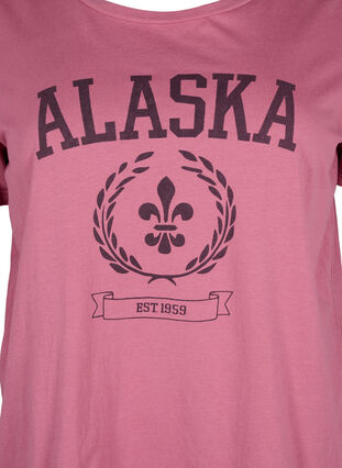 Zizzi T-shirt en coton avec motif de texte, Malaga W. ALASKA, Packshot image number 2