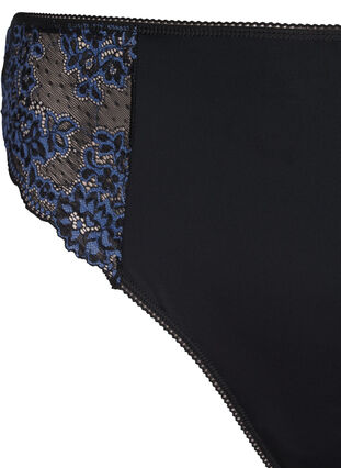 Zizzi String microfibre avec dentelle, Black w Blue, Packshot image number 2