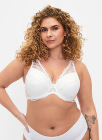 Soutien-gorge en dentelle rembourré avec armature, Bright White, Model