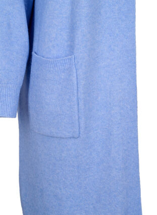 Zizzi Long cardigan tricoté avec poches, Cornflower Blue Mel., Packshot image number 3