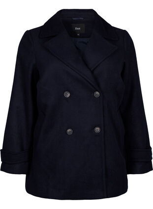 Zizzi Manteau court en laine et avec poches, Dark Navy, Packshot image number 0