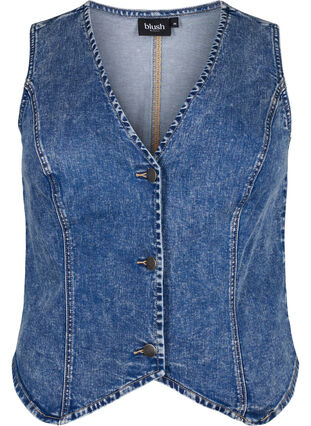 Zizzi Gilet slim fit en jean avec des boutons, Blue Denim, Packshot image number 0