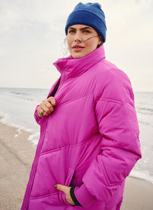 Zizzi Longue veste polaire d'hiver, Rose Violet, Image image number 1