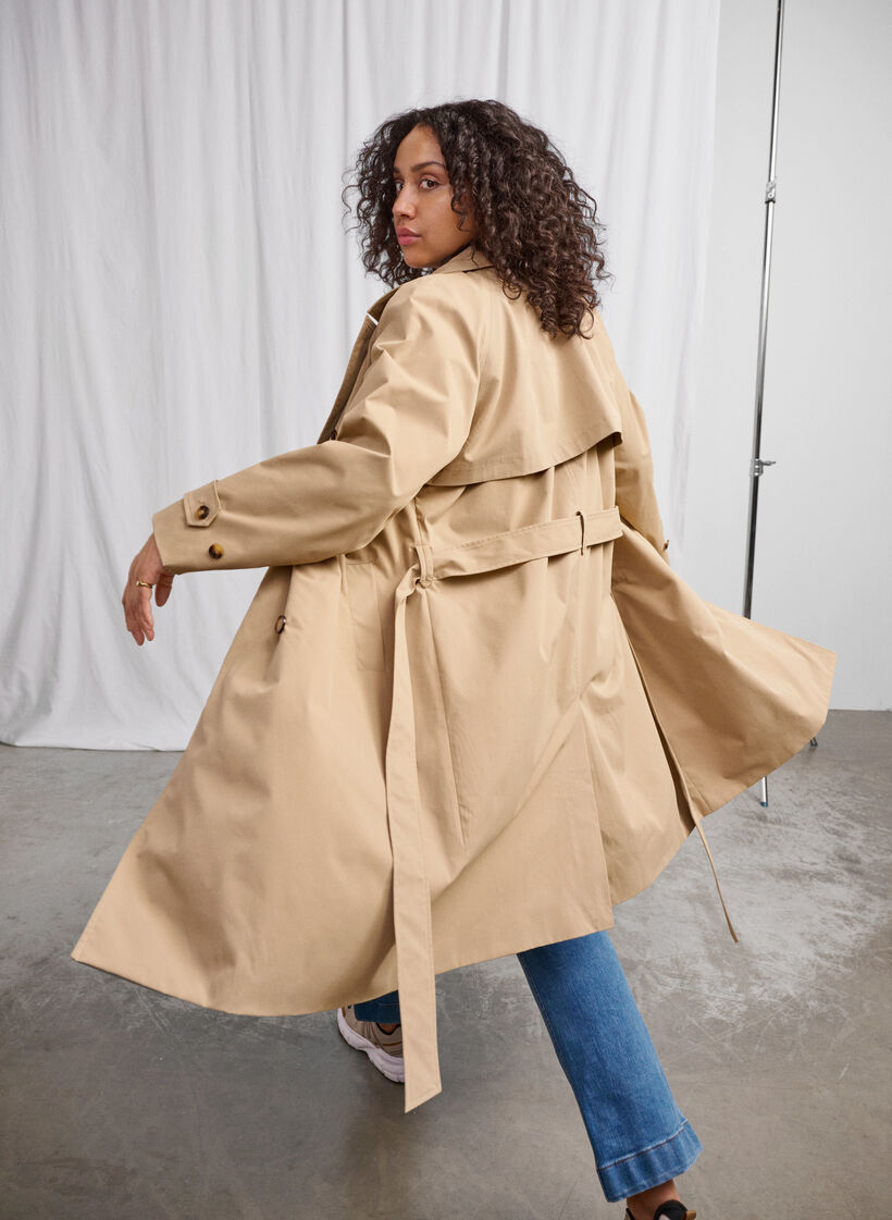 Trench coat long classique avec ceinture, Chinchilla, Image