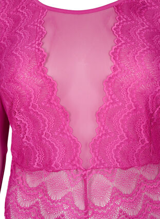 Zizzi Bodystocking en dentelle et en maille, Fuchsia Red, Packshot image number 2