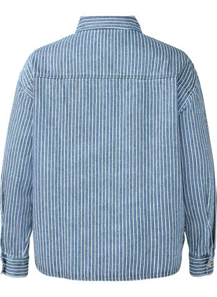 Zizzi Chemise en jean de couleur unie dotée de poches sur la poitrine, Light B.Denim Stripe, Packshot image number 1