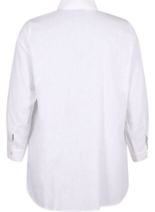 Zizzi Chemise longue en lin et en coton, Bright White, Packshot image number 1