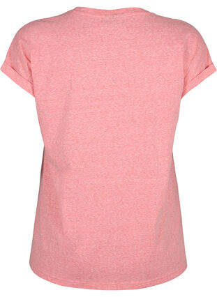 Zizzi T-shirt mélangé à manches courtes, Living Coral Mel., Packshot image number 1